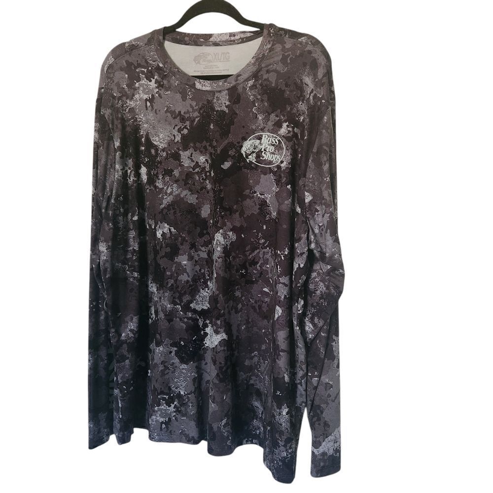 Bass Pro Shop Mens Long Sleeve Gray Camo T-Shirt Size XL
